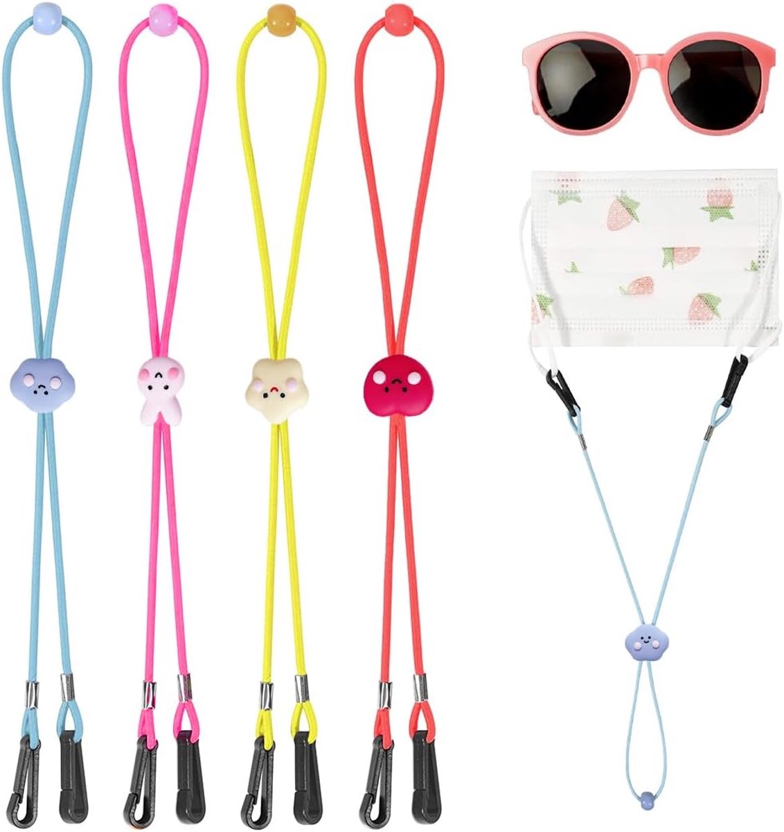 Dailygoods- Brillenband Verstelbaar - Brillenkoord Kinderen - Sportbrilband - Zonnebrilketting - 4 Stuks - Duurzaam Nylon/Siliconen
