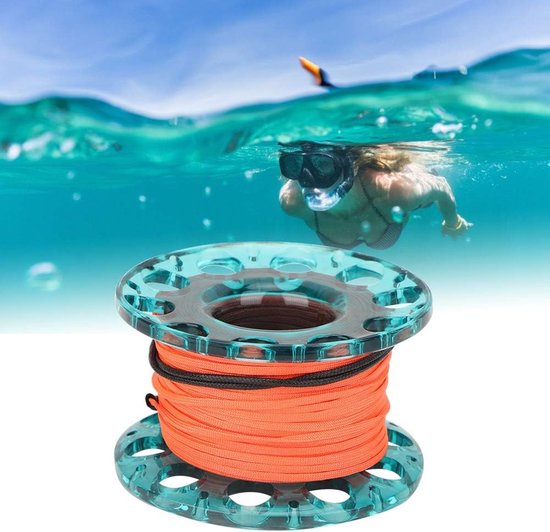 Diving Spool Reel, lichte kunststof mini-vingerreel, spoel met dubbele karabijnhaak, 30 meter lijn, voor duiken, snuiten, onderwater — afbeelding 3