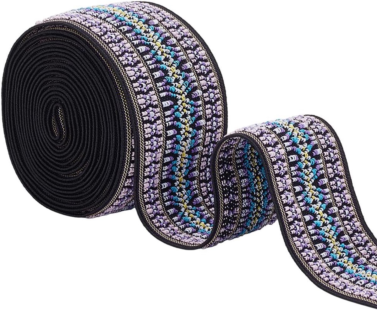 Dailygoods- Elastische Band 2,3 m - 50 mm Breed - Jacquard Stof - Boho Lint - Geweven Lint - Doe-Het-Zelf Accessoires
