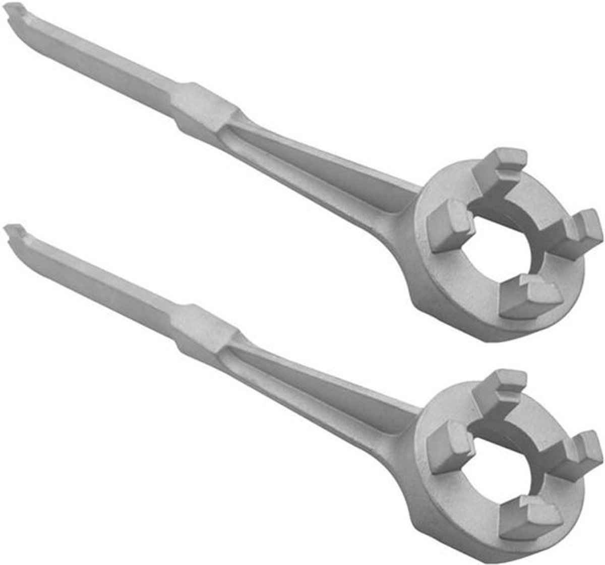 Vat Dop Sleutel - Trommelopener Gereedschap - Vaten Openen - Vonkvrij Aluminium - 2 Stuks - Zilver