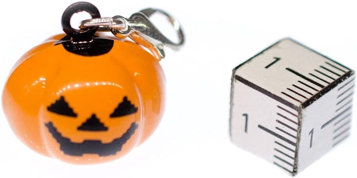 Pompoen Charm Zipper Pull 3D Herfst Halloween Groente Krassen - Handgemaakte Modesieraden I Ketting Hanger verzilverd - Bedelarmband - Hanger voor Armband, 20 mm, Metaal Katoen