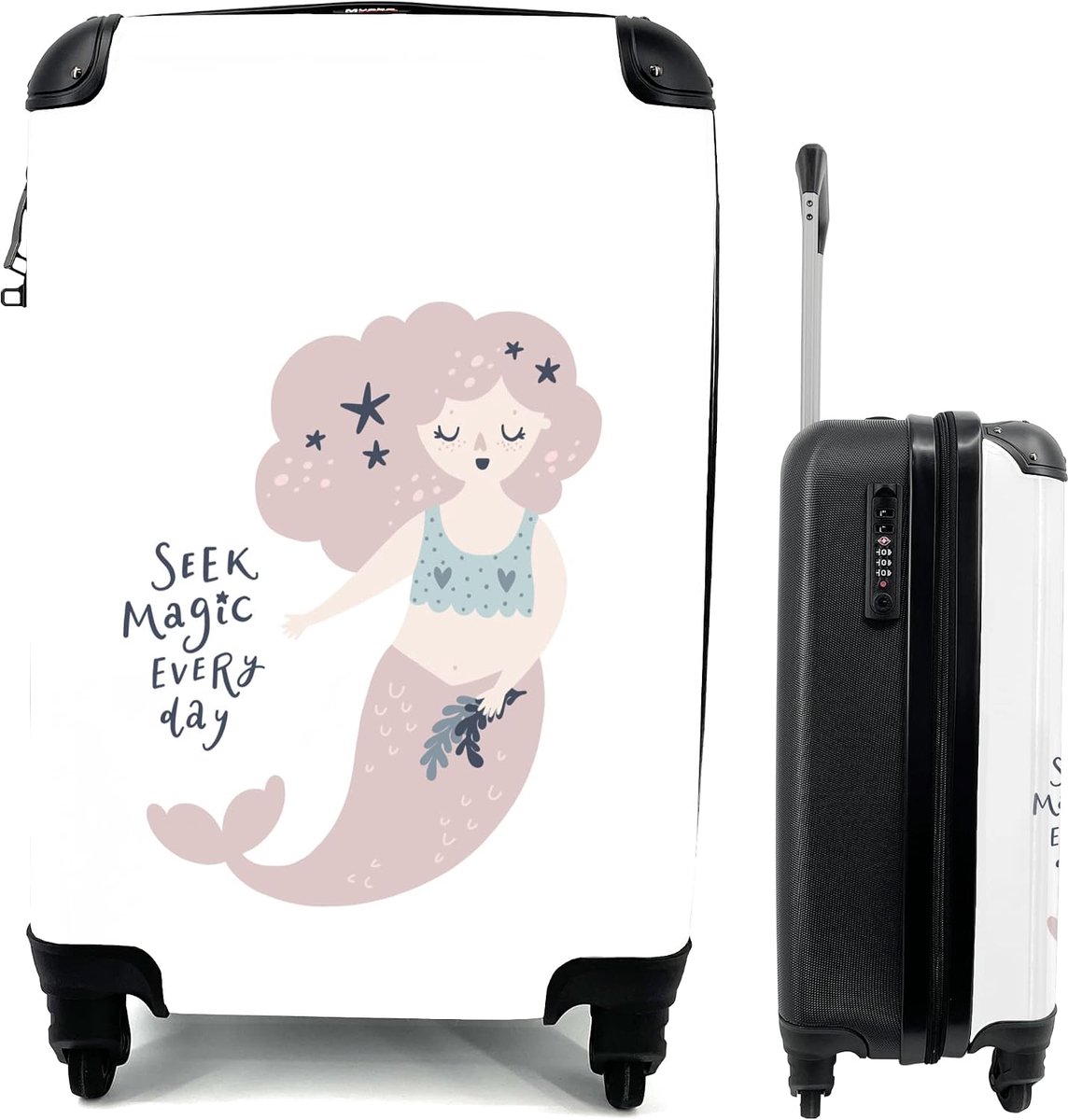 Koffer - Zeemeermin - Magie - Quotes - Meisjes - Baby - Meiden - Kids - Past binnen 55x40x20 cm en 55x35x25 cm - Handbagage - Trolley - Fotokoffer - Cabin Size - Print