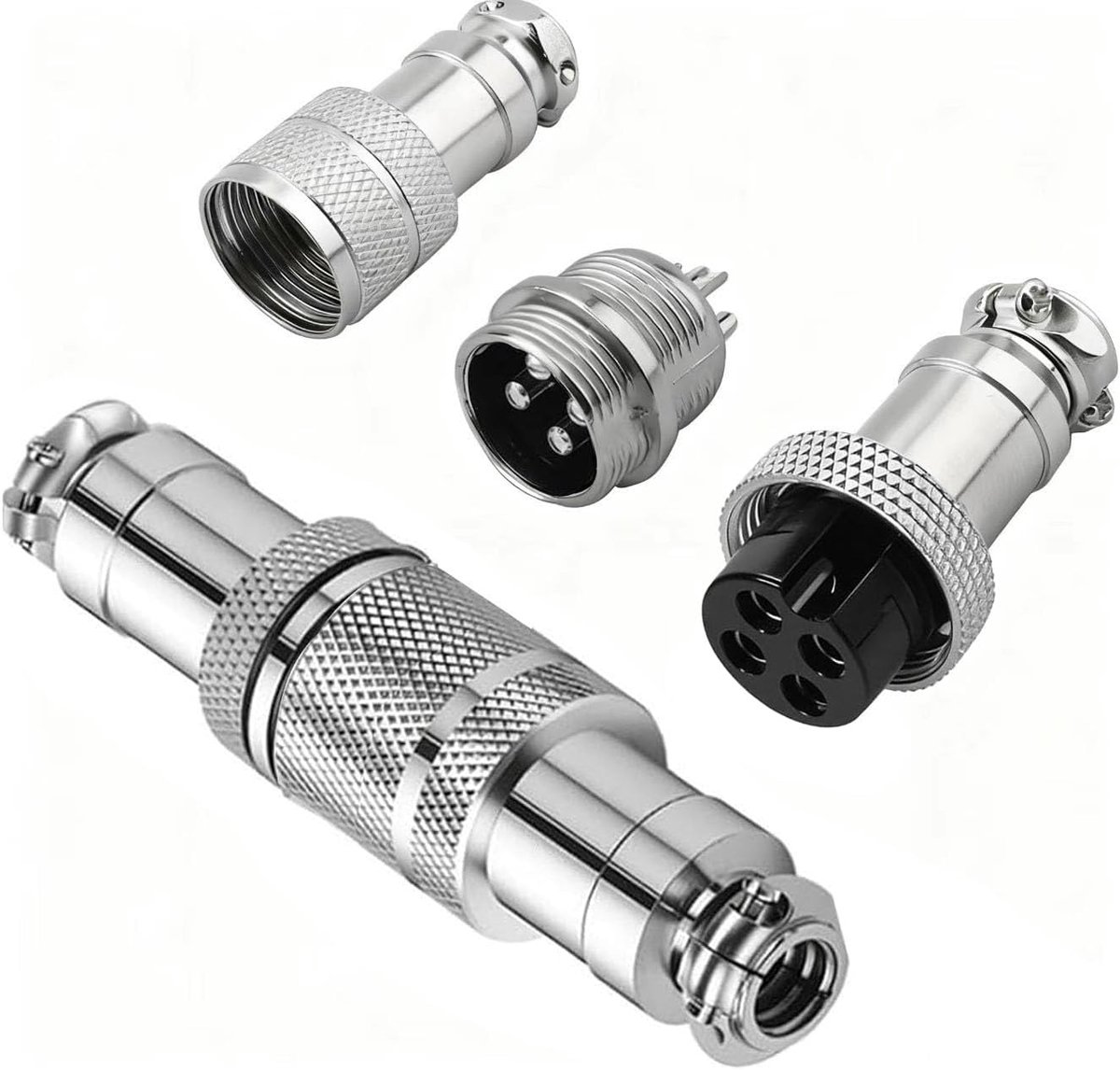 2 stuks GX16 4Pin Aviation stekker, lassen, 16 mm metalen paneel montage mannelijk vrouwelijk aantrekstekker (GX16 4Pin)