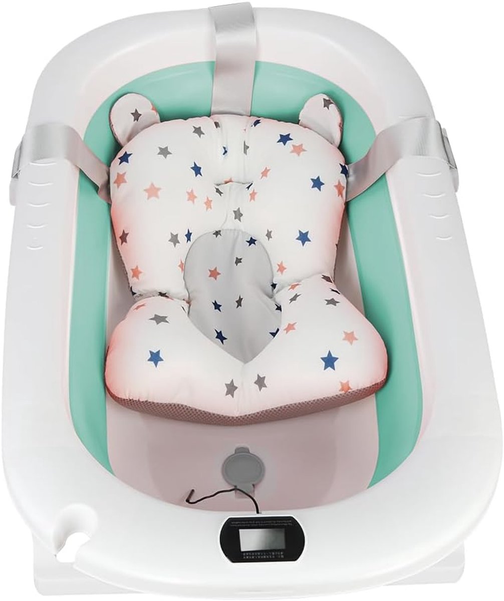 Babybad – babybad op voet met comfortabele zitting en kniemat – hoogwaardig en praktisch voor kleine ruimtes en bewegingen, 80 * 50 * 23 cm-groen