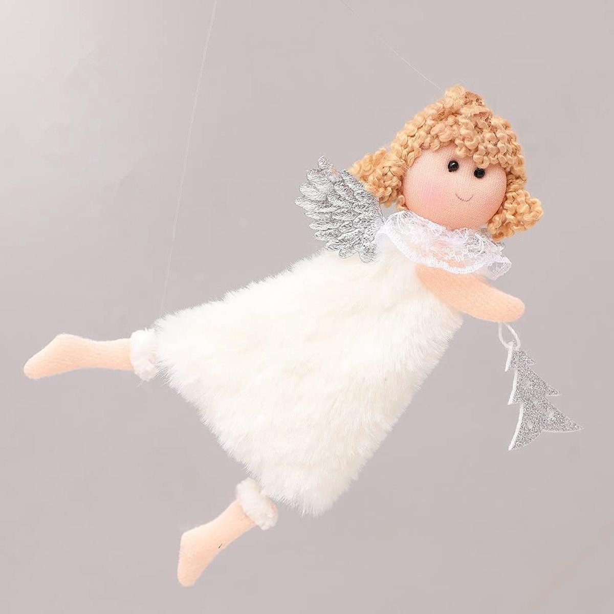 Kunstkerstboom Christmas Plush Angel Girl Boy Dolls Xmas Tree Ornament Natal Noel Deco Kerstversiering for thuis Nieuwjaar 2021 Kids Gift (Color : 5)