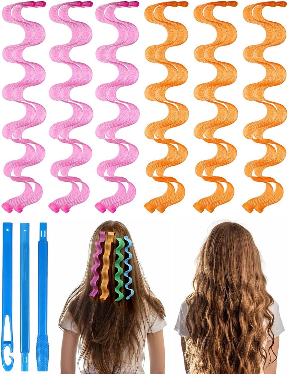 Haarrollers voor golvende lokken, 12 stuks, 45 cm