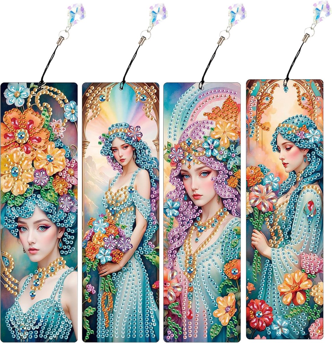 Set van 4 elegante bladwijzers met kwastjes, unieke bladwijzers voor romans, klassiekers, notitieboeken, feeën, elfen, engelen