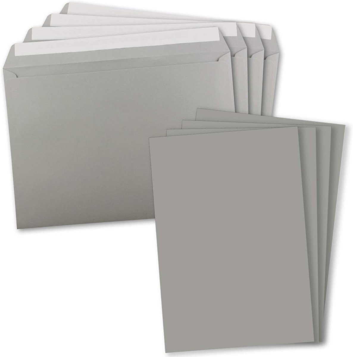 5 x XXL enkele kaartenset in DIN A4 (21 x 29,7 cm) incl. enveloppen in DIN C4 - grafiet - envelop met kleefband - geschikt voor het versturen van wenskaarten, oorkonden en waardebonnen