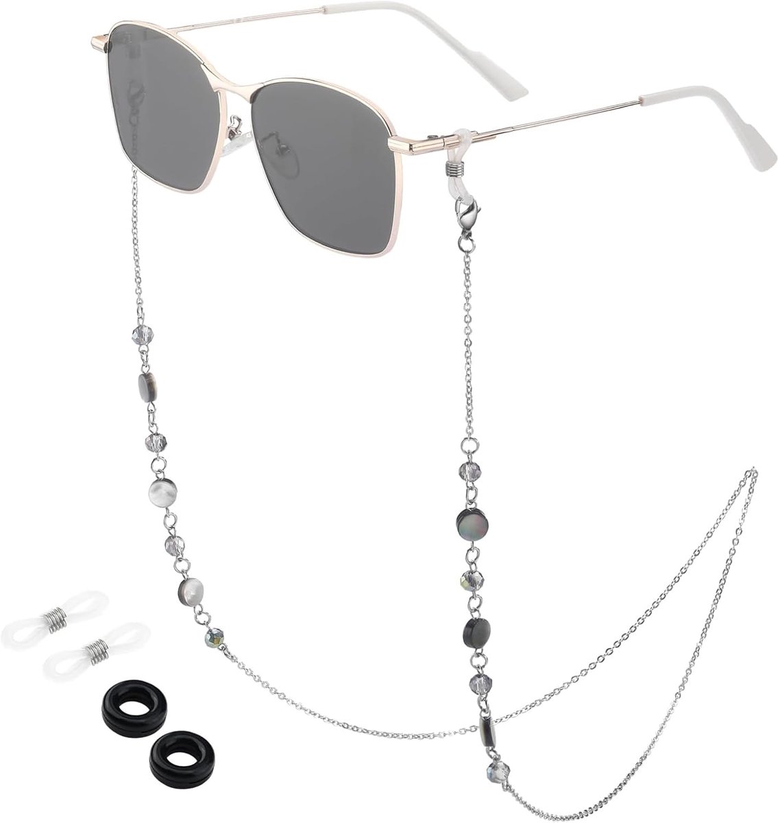 Brillenketting voor dames, brilketting, zonnebrilketting, parelketting, brilketting, armband, antislip brillenketting, geschikt voor mannen en vrouwen, Meerkleurig., M