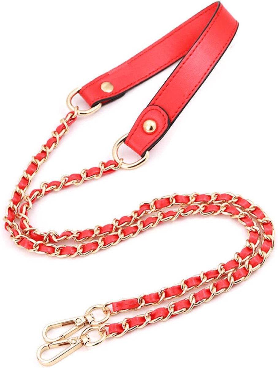 Kettingriem, schouderriemketting, zakketting schouderriem, vervanging schouderriem, handtassen metalen kettingen voor handtas/portemonnee/capes, 120 cm lang (rood)