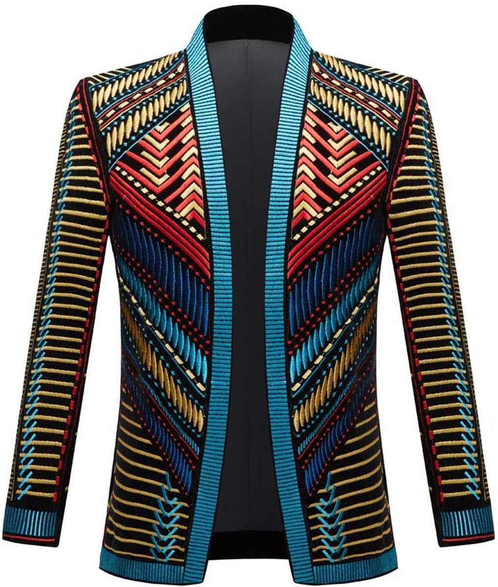 Zwarte fluwelen blazer, gouden borduursel, Court Prince stijl kostuumjasje