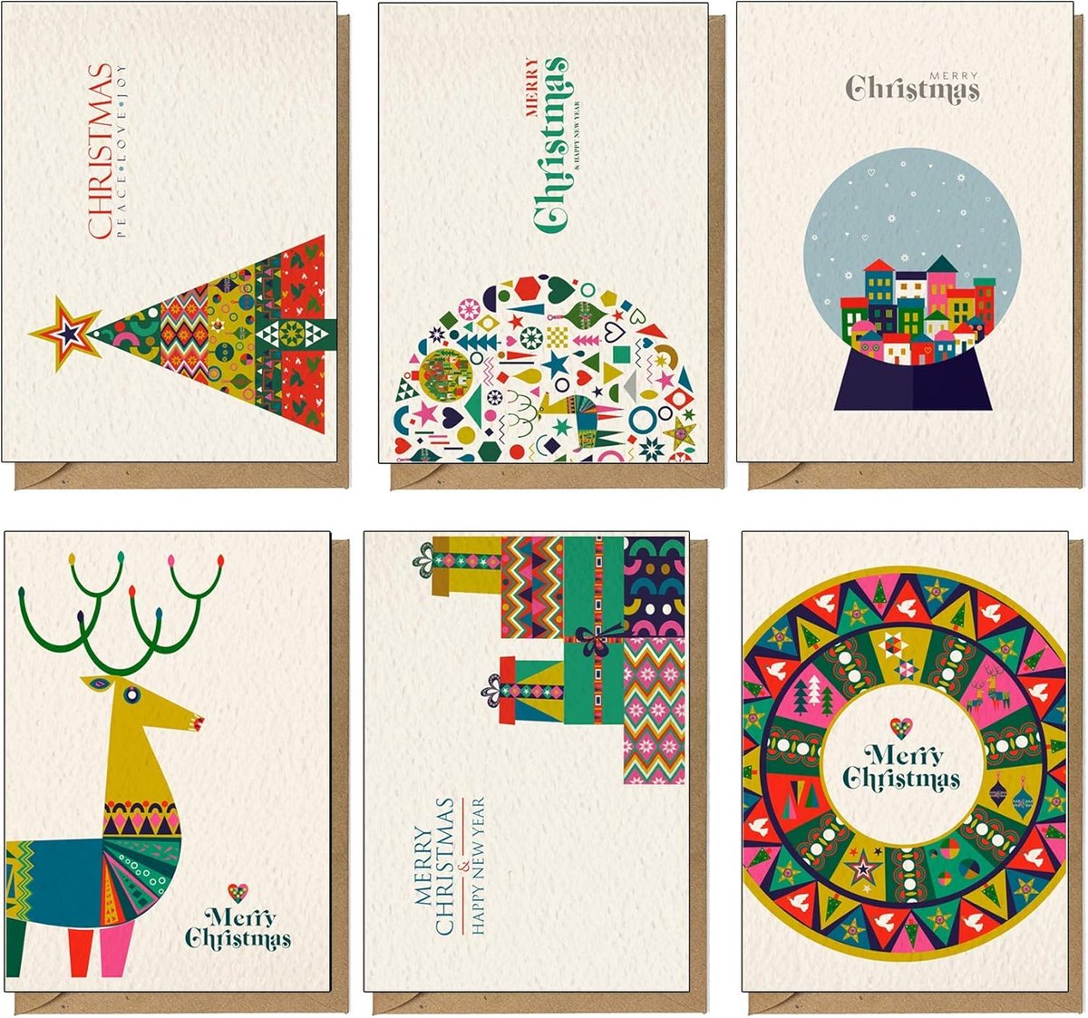 48 gerecyclede, milieuvriendelijke kerstkaarten in Scandinavische stijl.