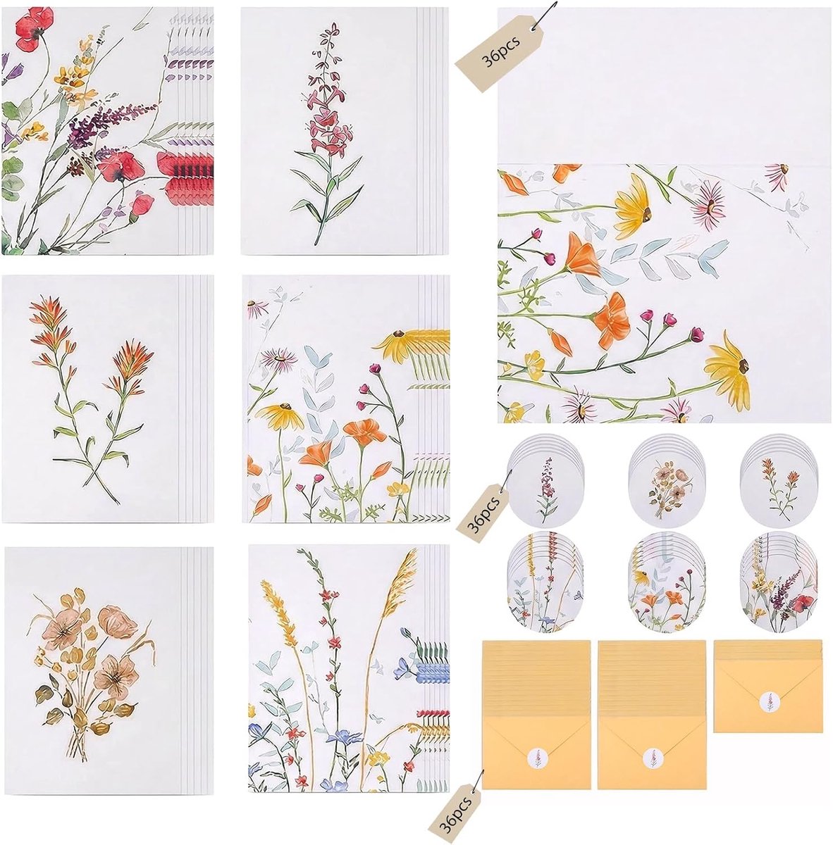36 stuks bedankkaarten, bedankkaarten met envelop en zegelstickers, prachtige bloemen, Thank You-kaarten, bedankcadeaus voor collega's, leraren, familie, vrienden
