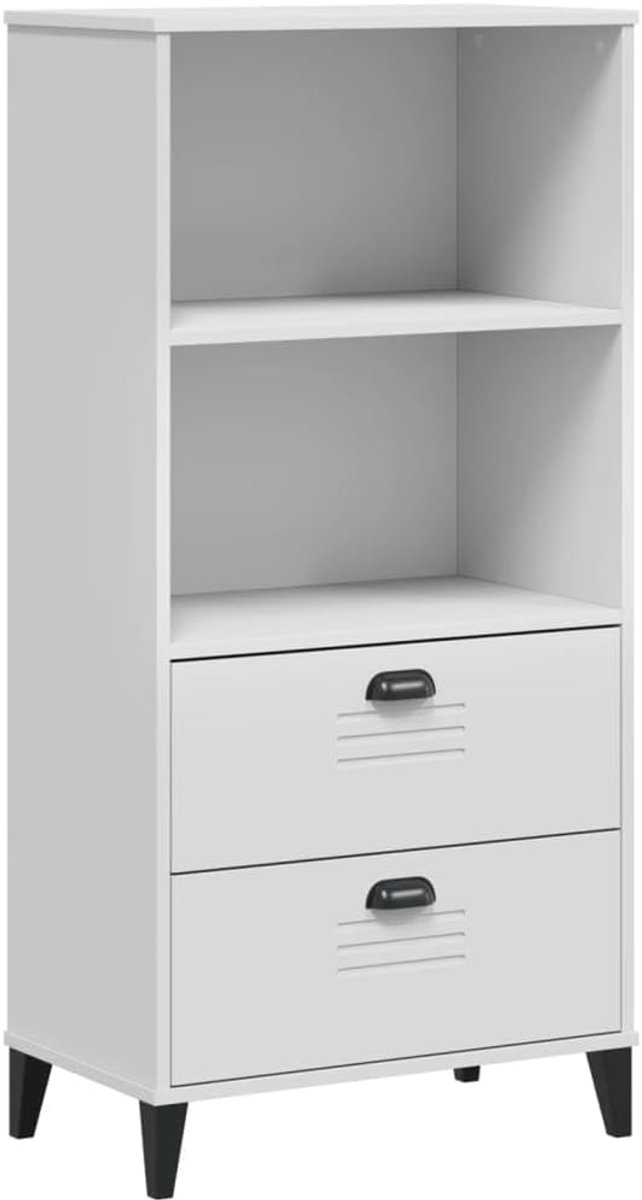 Boekenkast wit 60x35x123 cm houtmateriaal met deuren