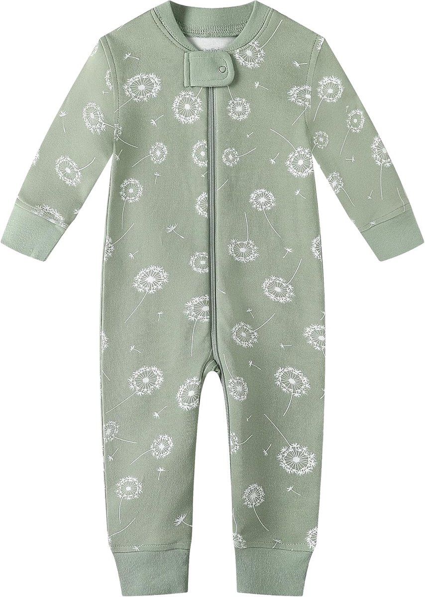 Biologisch katoen Baby Boy Girl Zip Up Sleep N Play, voetloze baby romper, lange mouwen baby pyjama (maat pasgeboren-24 maanden)