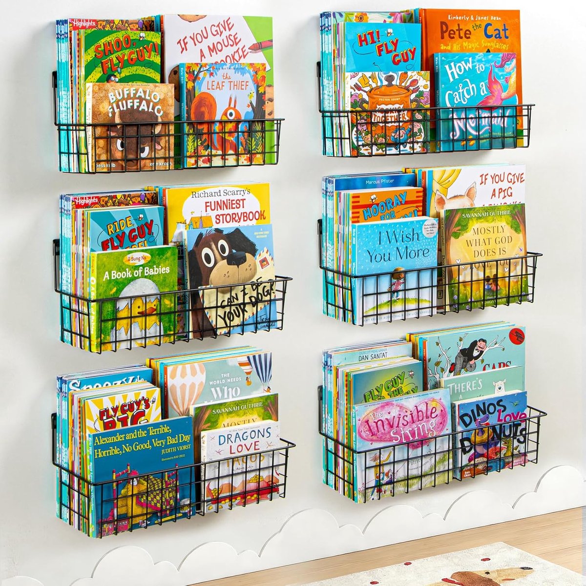 Planken, Zwevende Montessori Wandplanken voor Baby, Peuter,Tiener, Opbergrek voor Kinderboekjes, Decoratie in Kinderkamer, Babykamer, Tienerkamer - Zwart