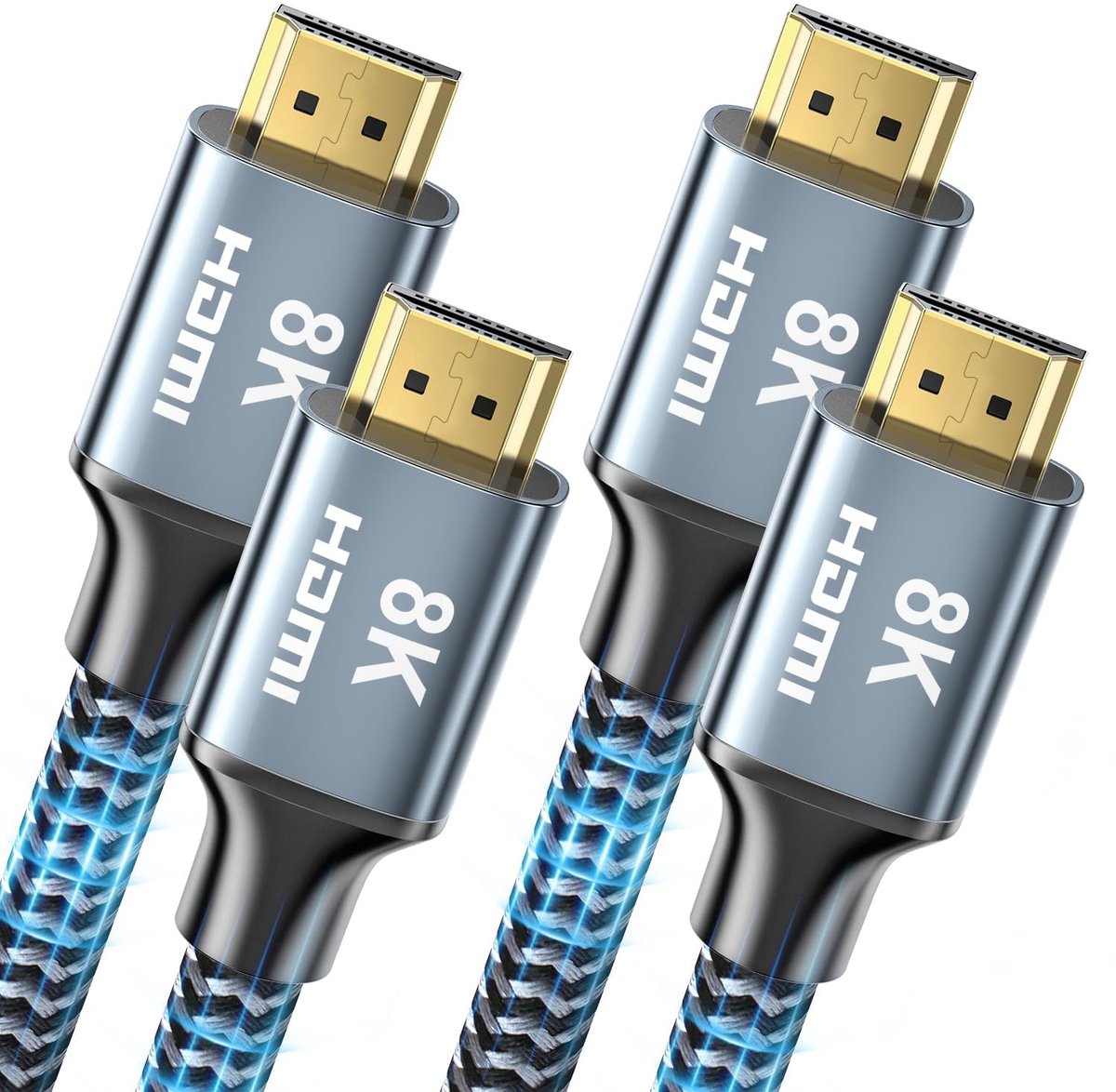 8K HDMI 2.1 Kabel 1,5m 2 stuks, CABNEER HDMI Kabel Hoch Geschwindig 48Gbps 8K@60Hz 4K@120Hz eARC HDCP 2.2/2.3 HDR Compatibel met HDTV, Laptop enz