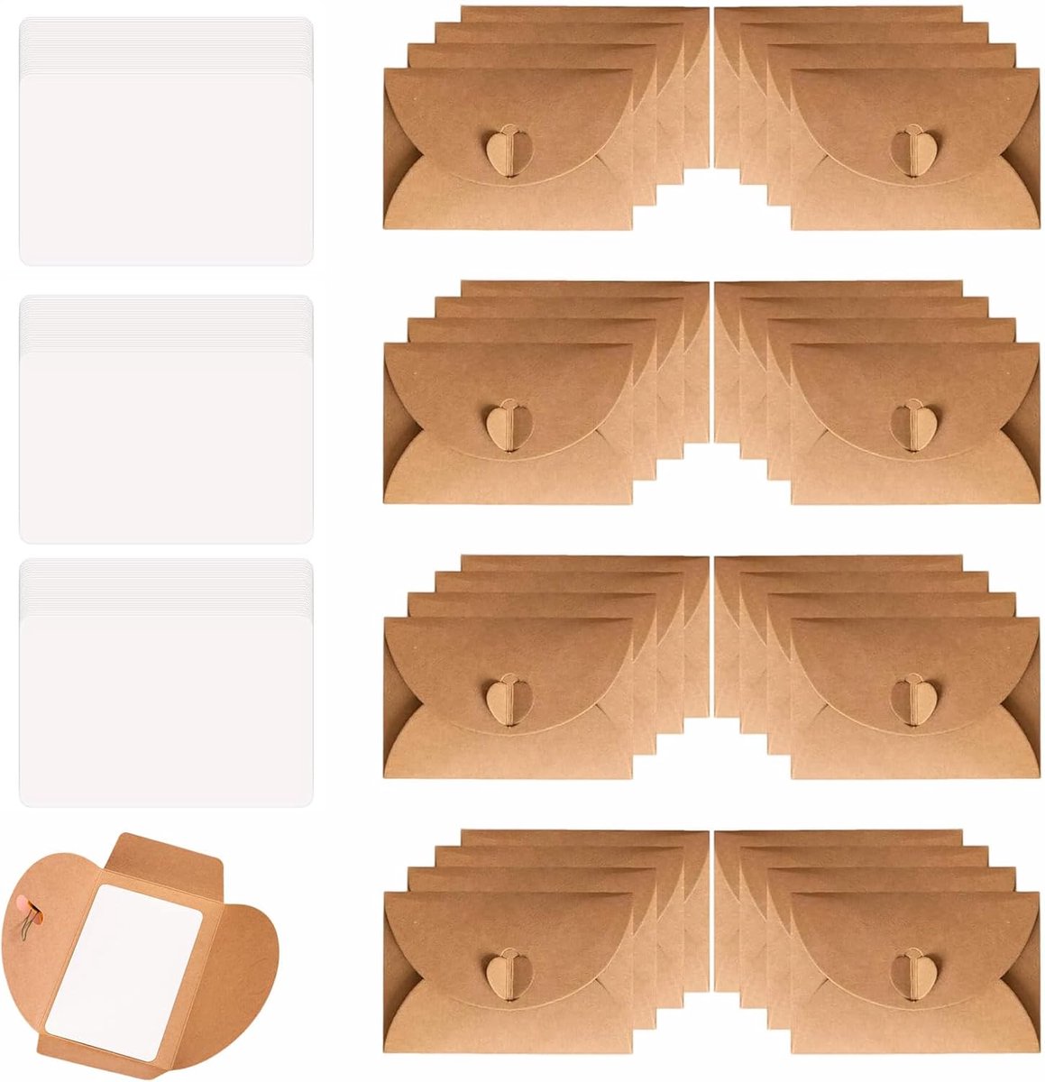 40 enveloppen van kraftpapier, 40 cadeaukaarten, blanco