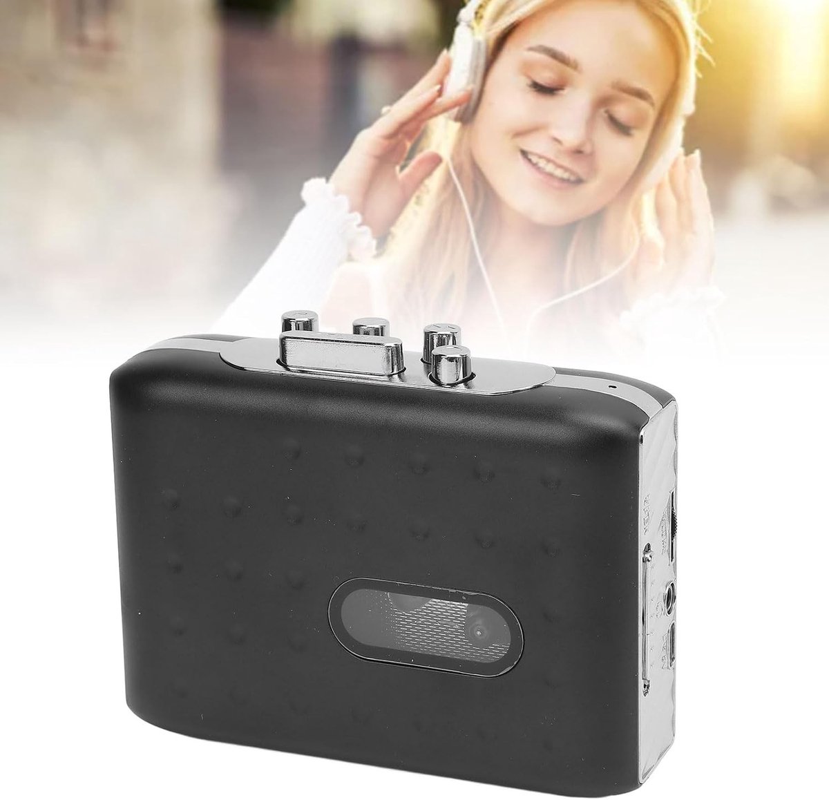 Draagbare cassette recorder met USB-C, cassettes naar MP3 converter, microfoon en koptelefoon, snel vooruit/achteruit, ideaal voor muziekfans en nostalgische luisteraars