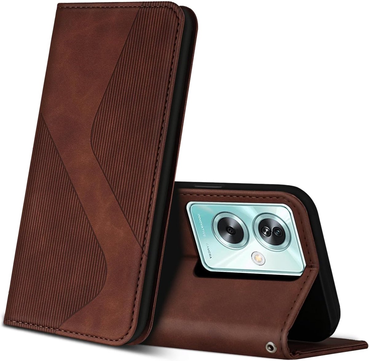 Hoesje voor Oppo A79 5G, PU Kunstleer Bookcase Telefoonhoesjes met [Kaartsleuven] [Stand], Flip Case Beschermhoesje voor Oppo A79 5G (Bruin)