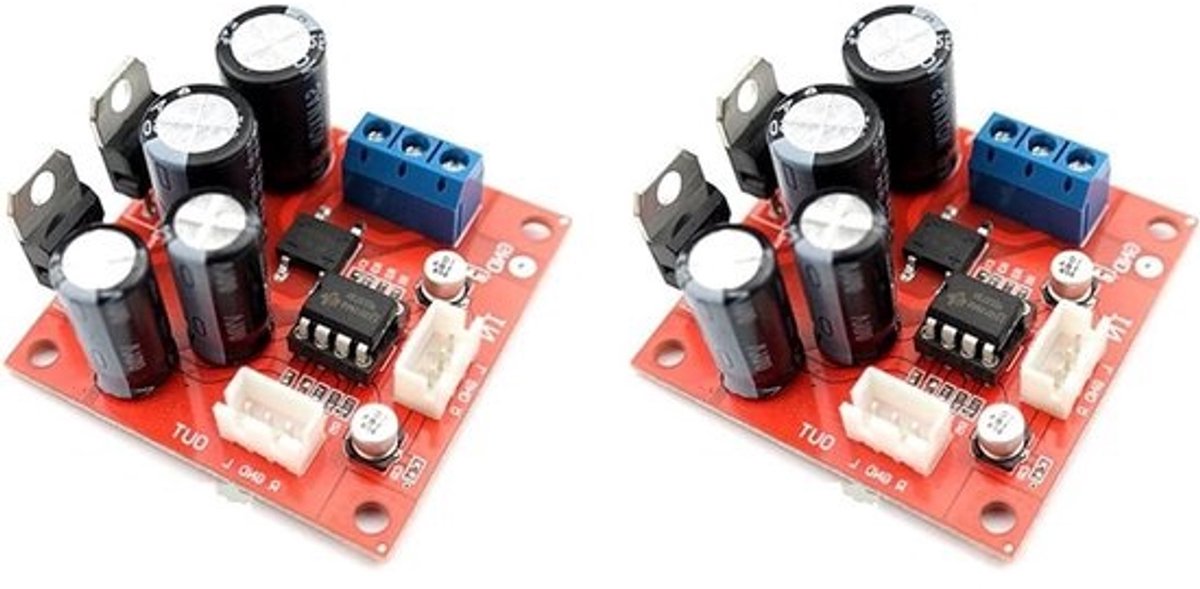 Voorversterkerbord - Phono MM - Muziek Afspelen - NE5532 Chip - 2 Stuks - Rood