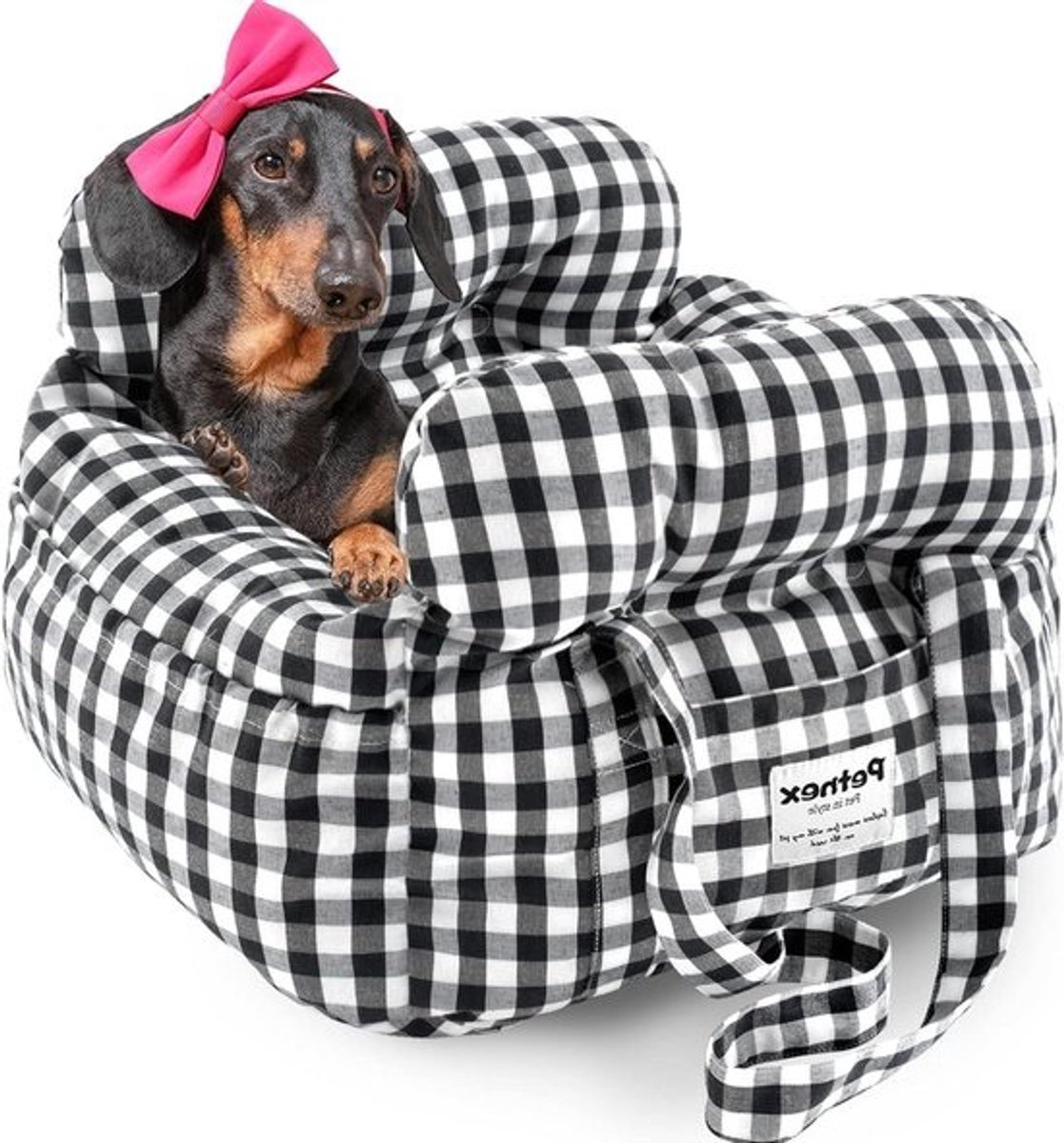 Hondenautostoel - Puppy autostoeltje - Veilig reizen - Eenvoudige installatie - 50.8 x 41.9 x 33 cm - Geruit Zwart