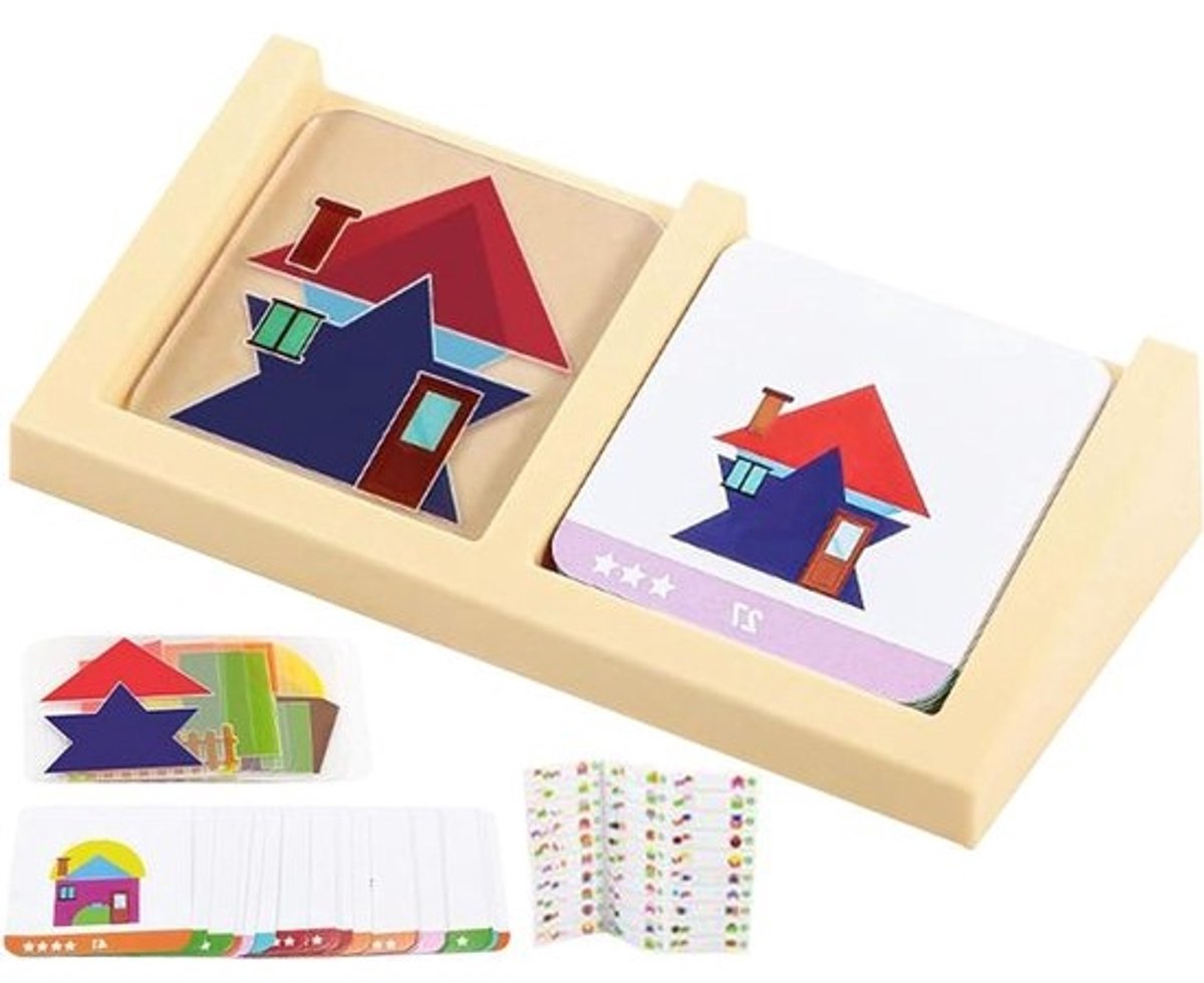Tangram Puzzel - Geometrische Blokken - Creatief Bouwen - Progressief Cognitief Systeem - 15 x 4 x 0.1 cm - Uniek