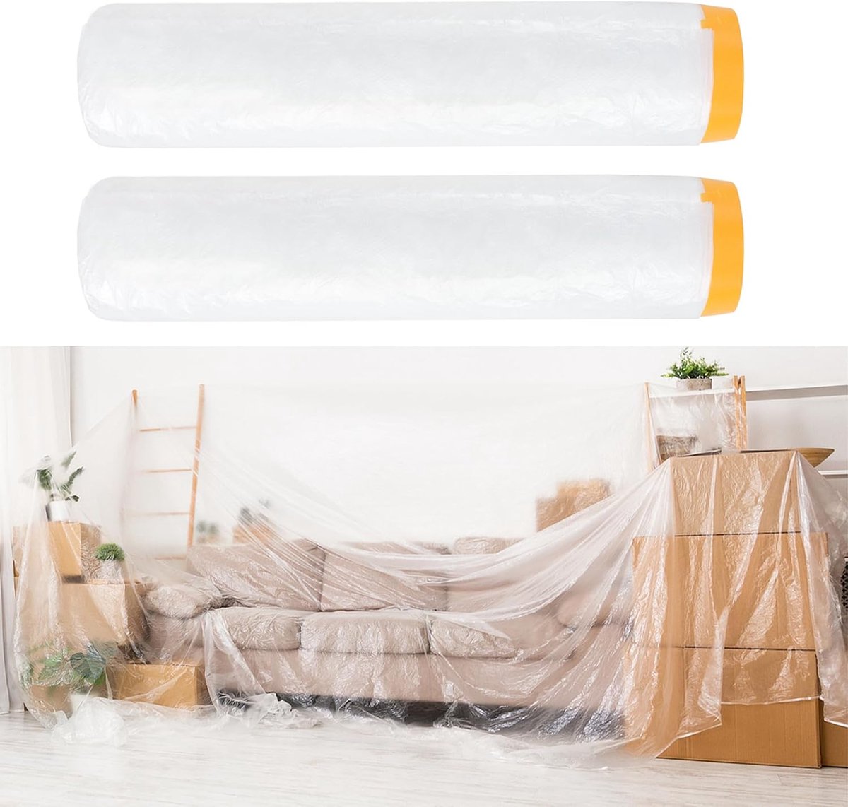 2 Rollen Afdekfolie Schilder,450 cm x 11 m Zelfklevende