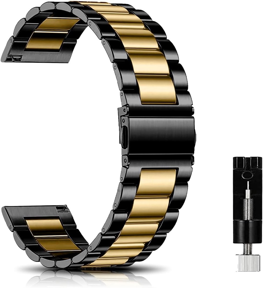 Dailygoods - Metalen armband - Horlogebandje met snelsluiting - Roestvrij staal - Reservearmband 18 mm 20 mm 22 mm - Geschikt voor heren en dames - Ho