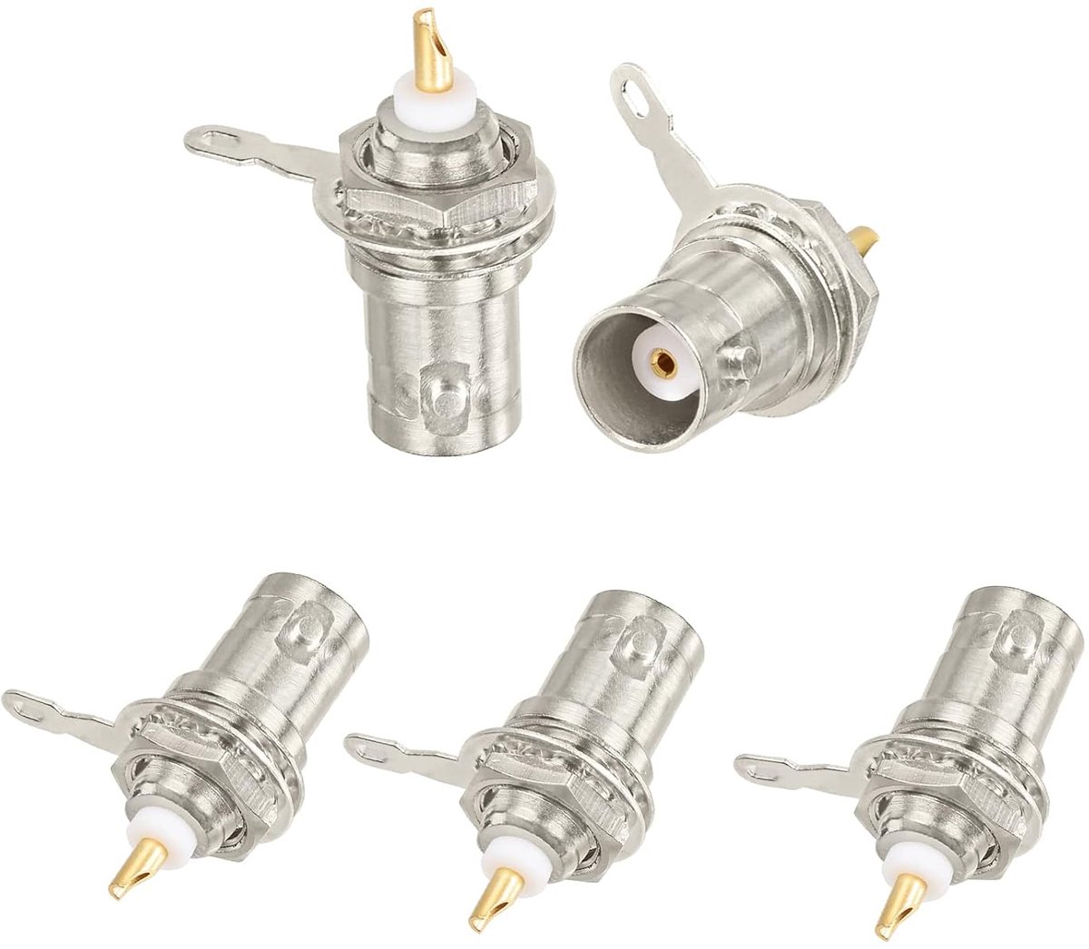 Vrouwelijke Connector 50ohm Panel Mount Moer Schot Handvat Deck Clip Soldeer Cup Coax Connector voor Antenne, Kabel Modem, Basisstation, Spectrum/Netwerk Analyzer, Test Board 5 Stks