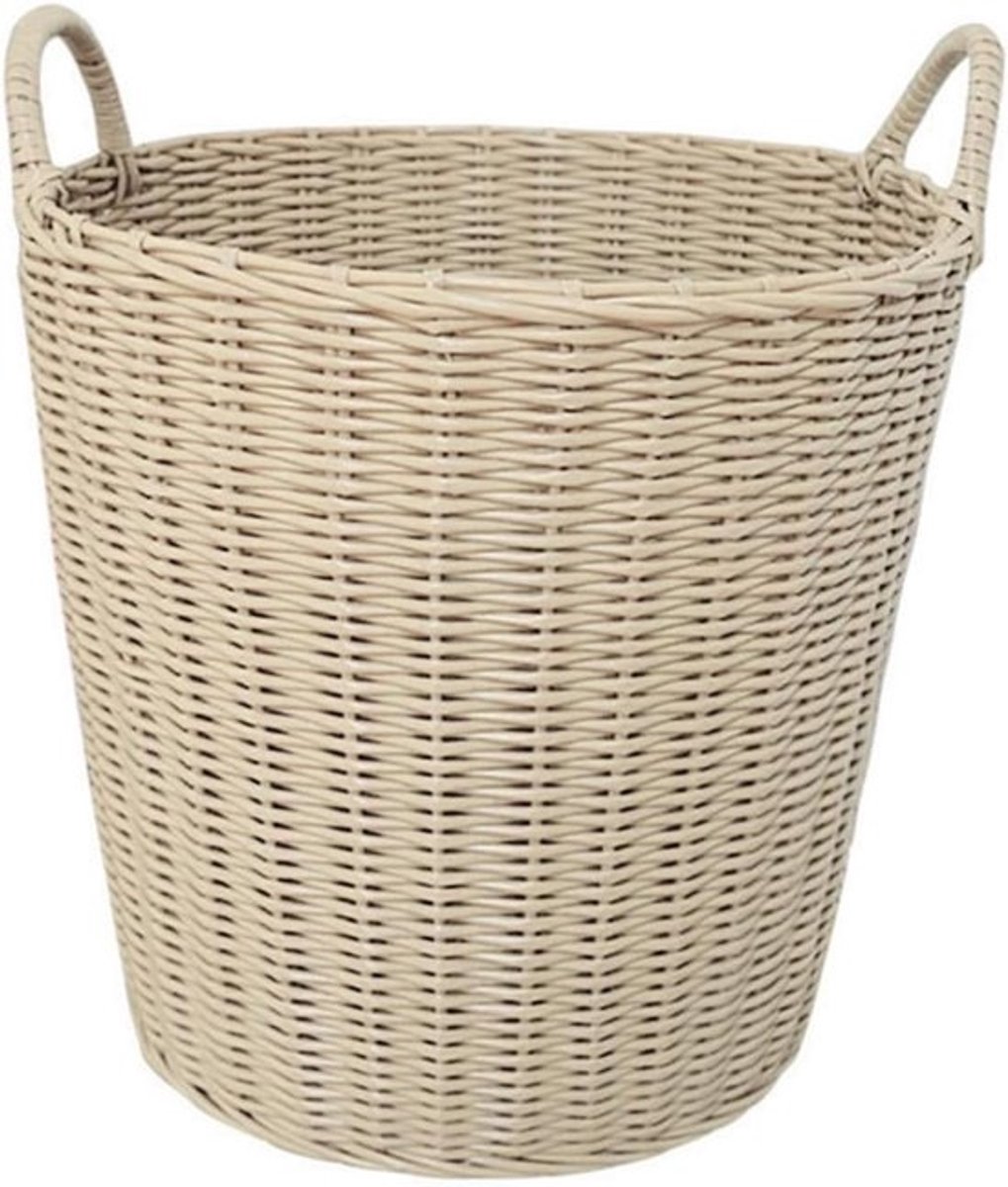 Moderne Wasmand - Gevlochten Opberger - Huishoudelijk Gebruik - Ademend Kunststof - 24 x 22 x 18 cm - Beige