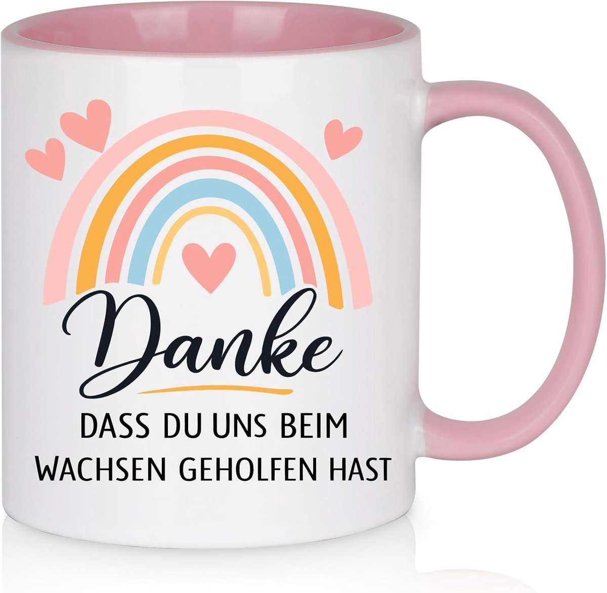 cadeau, dank je dat je ons bij het groeien geholpen hast, 325 ml keramische koffiemok, roze