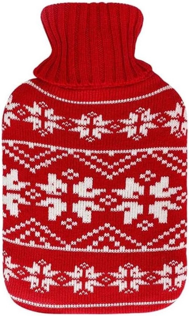 Warmwaterkruik - Kruik Warmte zak - Warmte bieden - Feestelijke kerstvoering - 20 x 32 x 4 cm - Rood