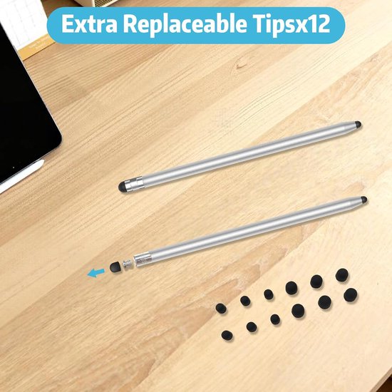 Stylus pen, 6 stuks tabletpen compatibel met Switch/Samsung/iPad/Android/iOS, 2-in-1 touchscreen-pen met 10 rubberen reservepunten voor alle tablets/smartphones — afbeelding 4