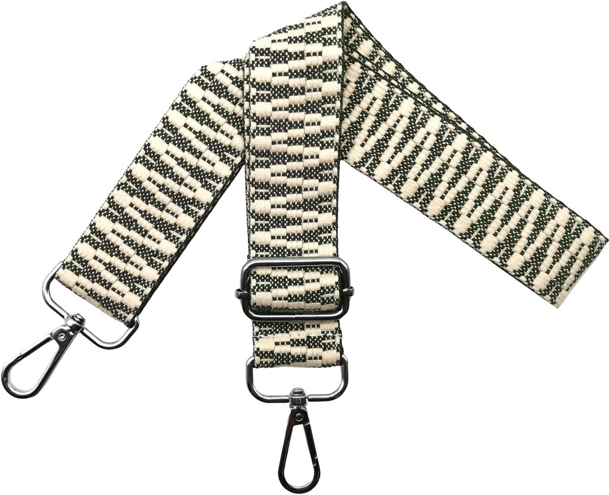 Tasriemen om te wisselen, verstelbare schouderriem voor tas, tasriem, breed, 3,8 cm, met zilveren karabijnhaak, schouderriem, tasband, draagriem voor handtassen, beige/stomp groen, S1