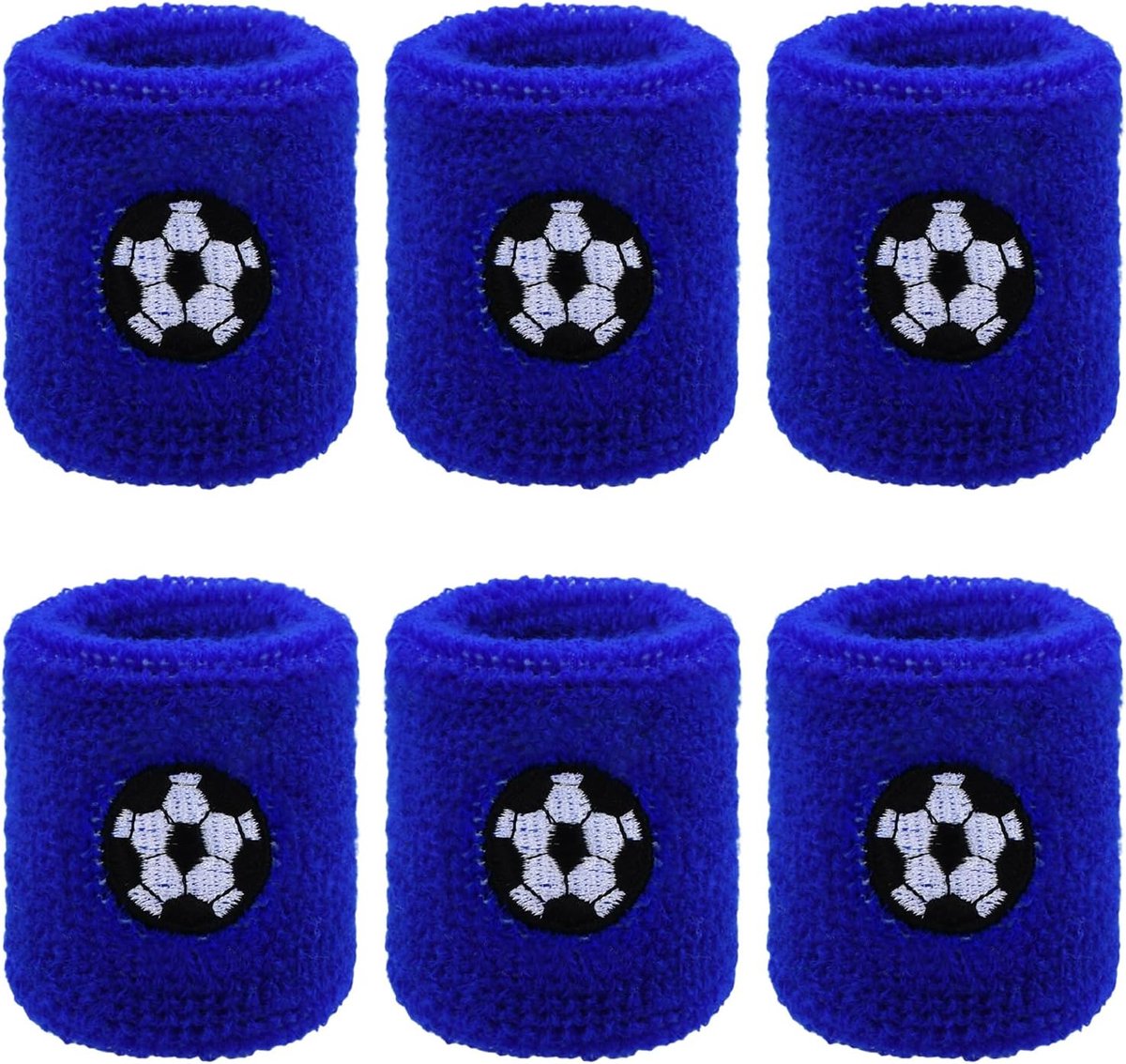Set van 6 zweetbandjes voor kinderen, blauw, maat 6 cm x 6 cm, voor kinderen van 3-12 jaar, uniseks, meerdere sporten