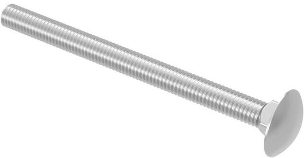 Slotschroeven M8 - Ronde kop bouten - Bevestigen van materialen - Vierkante aanzet - 100 mm lengte - Roestvrij staal