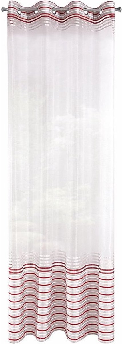Rood Verduisterend Ooggordijn met Subtiele Strepen 140x250 cm
