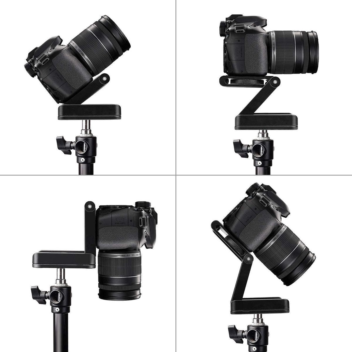 Z Flex Tilt Statief Hoofd, Z-vormige Tilt Ball Head met Quick Release Plate & Bubble Spirit Level Aluminium Camera Beugel Compatibel met Canon Nikon Sony Camera Statief Slider Rail