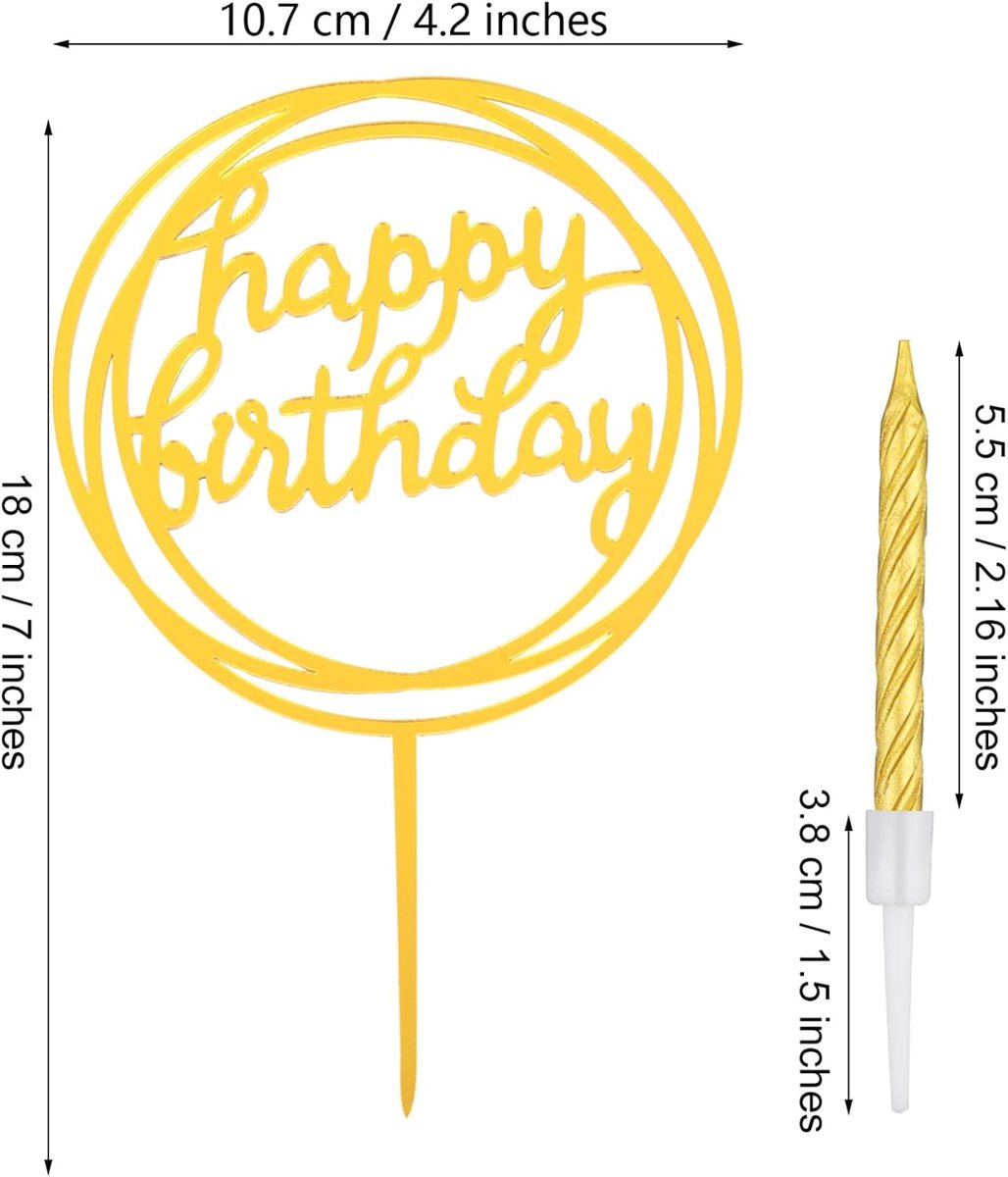 Dailygoods- Spiraalkaarsen 50 Stuks - Gouden Taartdecoraties - Taarttoppers - Duurzaam - Veilig voor Kinderen - Elegante Stijl - Taartkaarsen