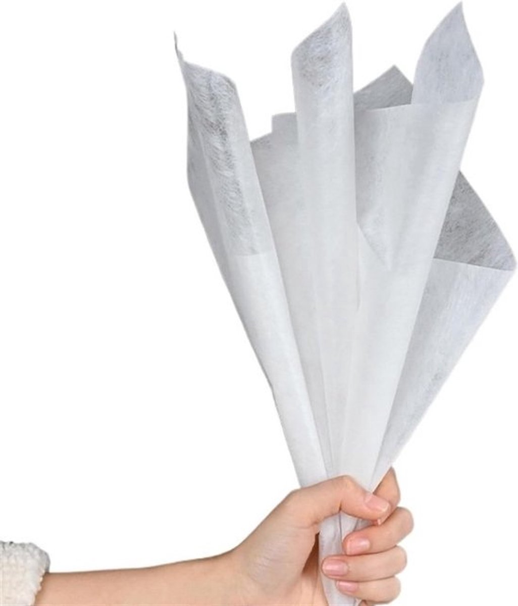 Bloem Inpakpapier - Verpakkingspapier Boeket - Bloemen Presenteren - Doorschijnend Katoen Voering - 40 stuks - Wit