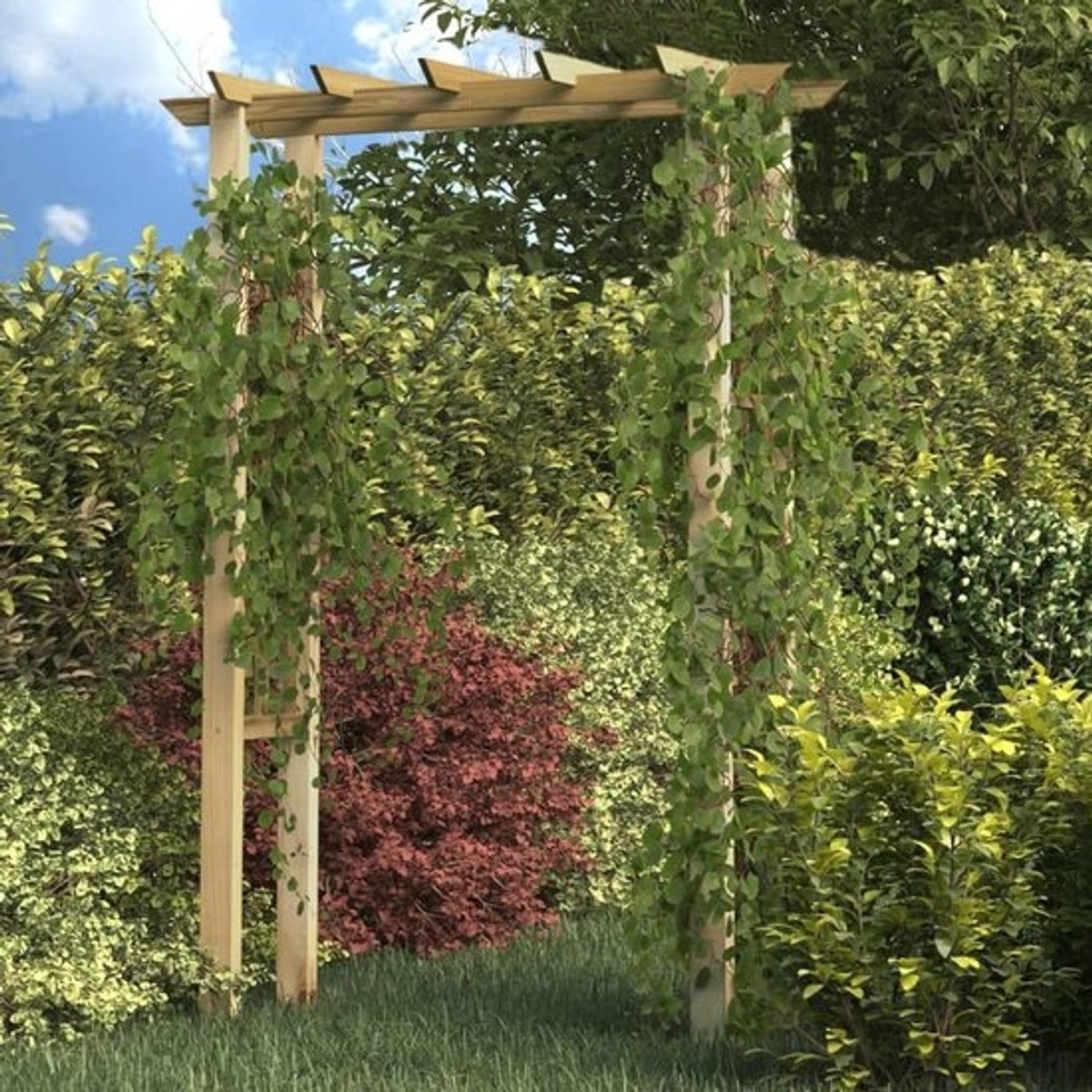Tuin Rozenboog - Klimplantenboog Pergola - Decoratie Tuin - Groen Geïmpregneerd - 150 x 60 x 204 cm - Groenbruin