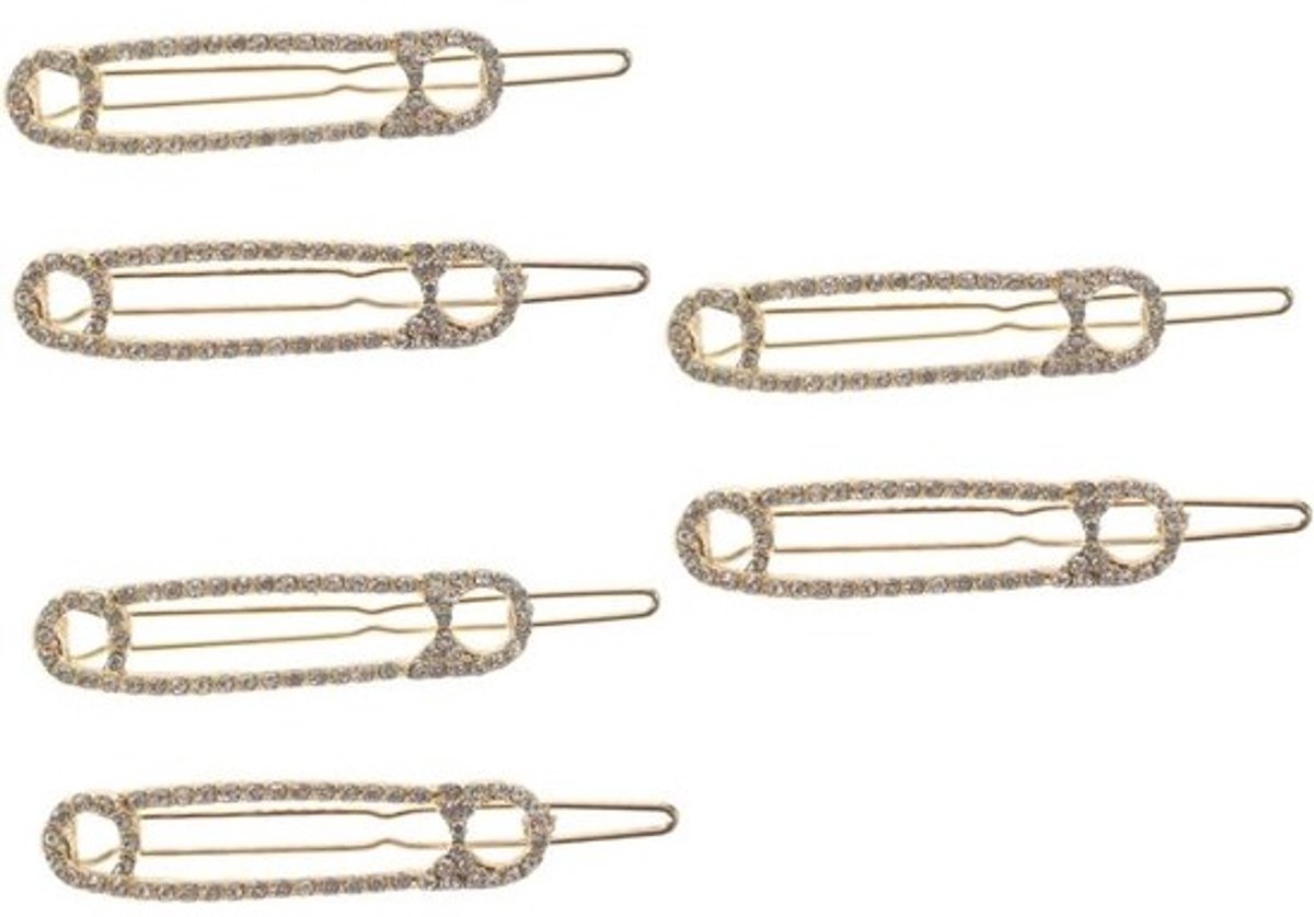 Haarspeldjes Veiligheidsspeld - Haarclips Dames - Haarversiering - Met Strass Versierd - 6 stuks - Goud