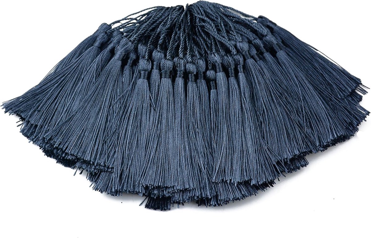 100 stks 13cm/5 Inch Zijdeachtige Floss Bladwijzer Kwastjes met 2-Inch Koord Loop en Kleine Chinese Knoop voor Sieraden Maken, Souvenir, Bladwijzers, DIY Craft Accessoire(Donker grijs)