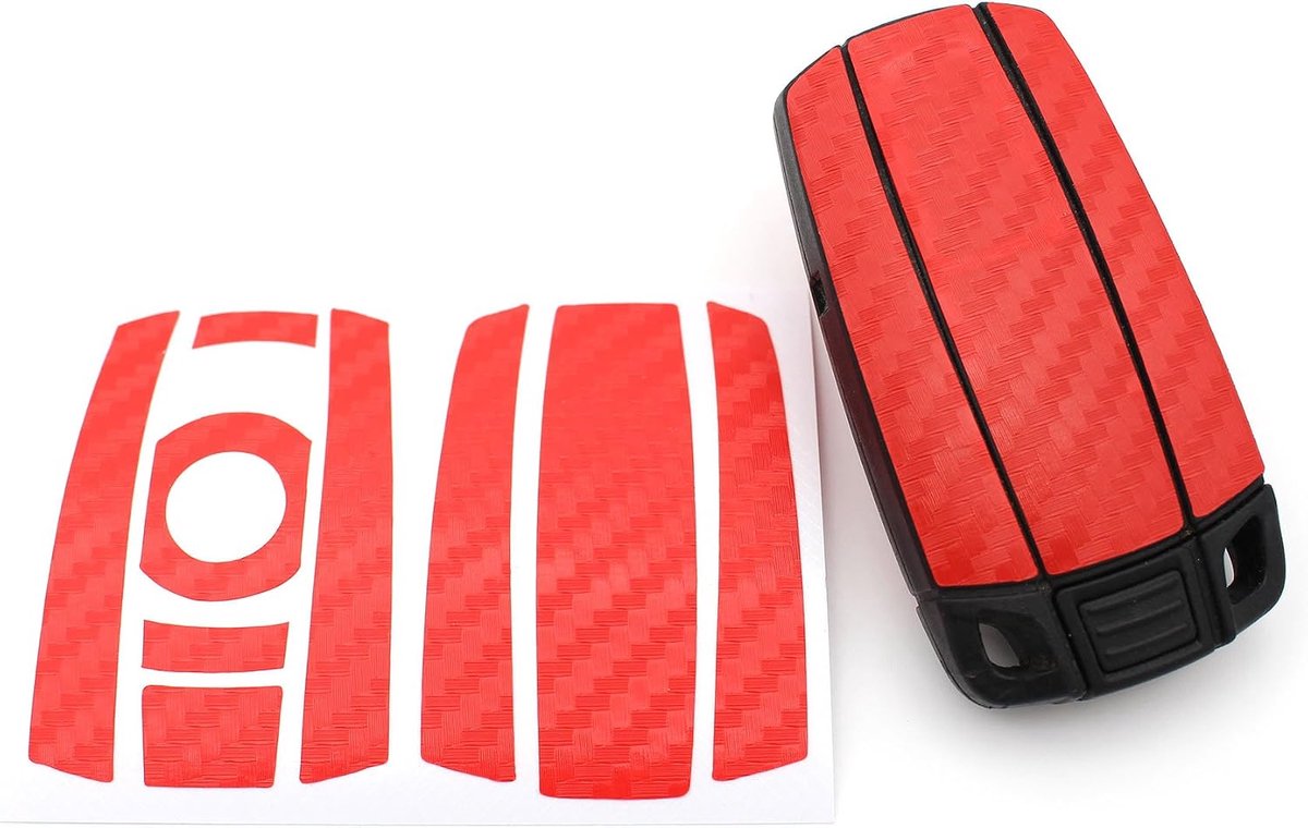 Sleutelfolie K141 voor 3 toetsen autosleutels (alleen Keyless Go) folie cover (rood carbon)