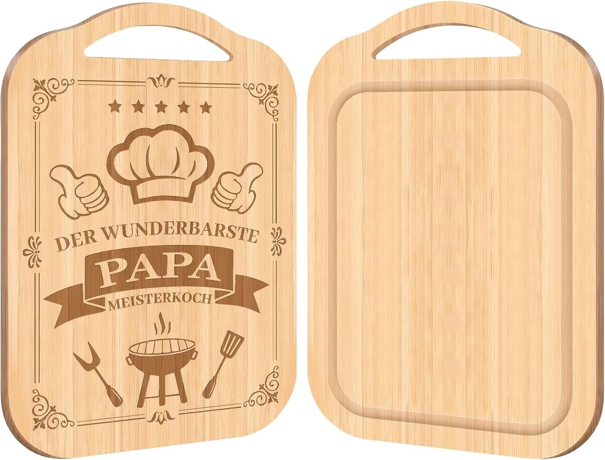 Geschenken voor papa, gegraveerde bamboe snijplank, cadeau voor papa voor verjaardag, Vaderdag en Kerstmis, met sapgleuf en ophangopening, verjaardagscadeau voor de beste papa van dochter en zoon