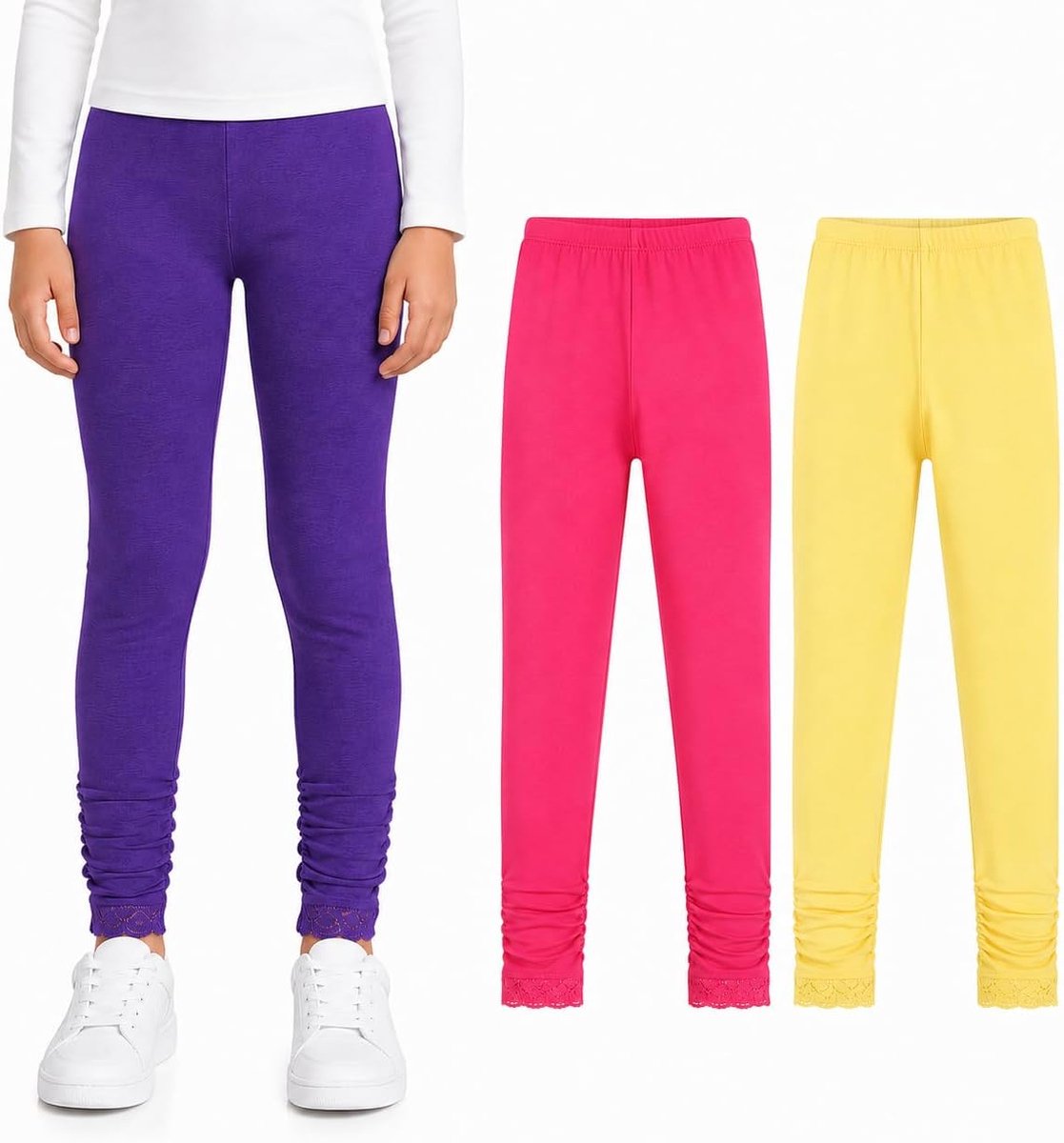 Leggings: Kinderen Katoen Zacht Stretch Dans Tights 3Pcs Set