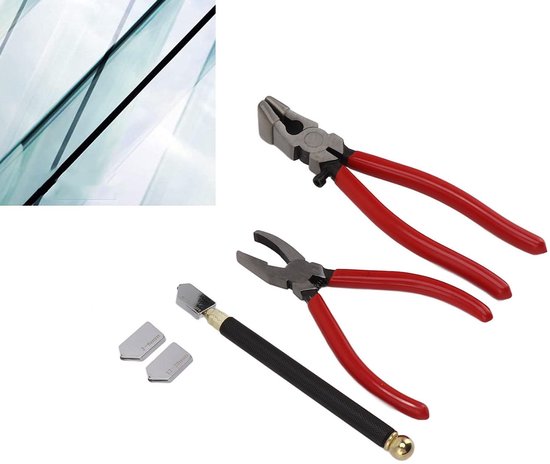 Glassnijder Gereedschapsset met Breektang, Gebogen Glastang, Glassnijderpen en 2 Stuks Messen, Ideaal voor Glas-in-lood, Mozaïeken, Smelten, Breken, Doe-het-zelf-projecten — afbeelding 5