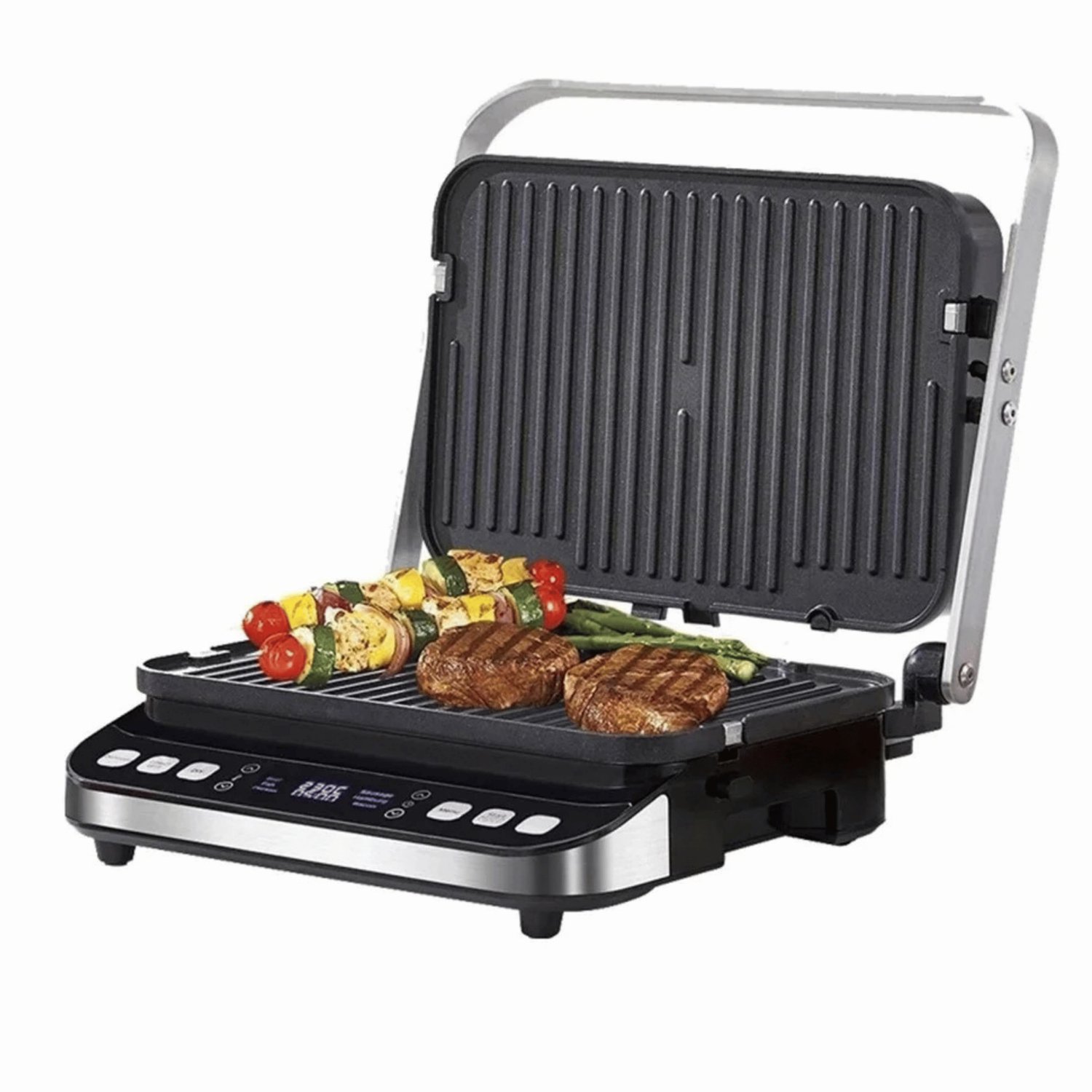 Homezo contactgrill - Grill apparaat - Tafelgrill - Multifunctioneel - Omkeerbare grill- en bakplaten - Ontdooifunctie - PFOA-vrij
