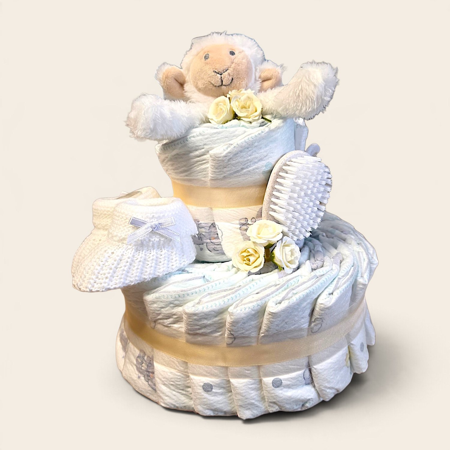 Luiertaart creme 2 lagen met happy horse schaap
